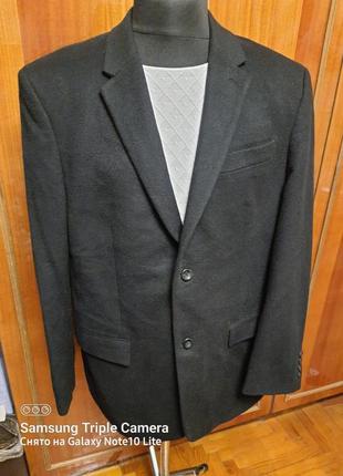 Мужское черное шерстяное укороченное пальто  cashmere blend