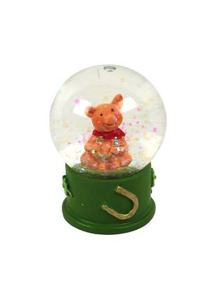 Стеклянный шар с блестками "милая свинка с подковой" livarno home