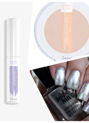 Набор косметики lumene, голографическая помада для губ, wet&dry пудра, лак, финляндия