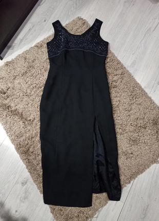 Шикарна довга чорна сукня з розрізом2 фото