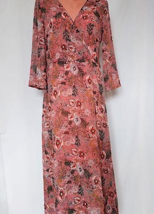 Нежное розовое платье -миди в цветочный принт joe browns(размер 12)1 фото
