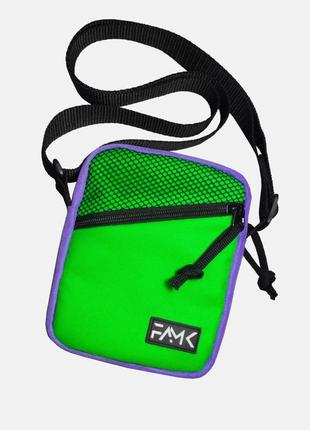 Женская сумка через плече мсr4 зеленая/фиолетовая2 фото
