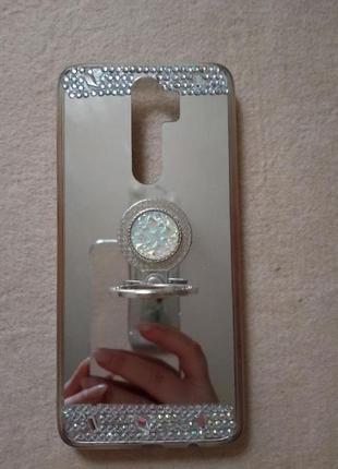 Зеркальный чехол для xiaomi redmi note 8 pro с подставкой кольцом держателем