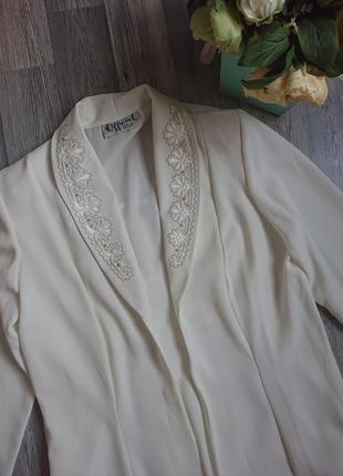 Красивый нарядный женский комплект удлиненный пиджак кардиган френч и блузка блузка размер 44/46/488 фото