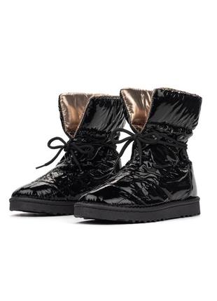 Дутики ботинки зимние с махом плащовка серебристые черные5 фото