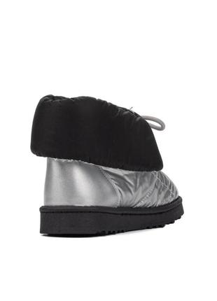 Дутики ботинки зимние с махом плащовка серебристые черные2 фото