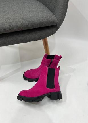 Ботинки челси цвета фуксия кожаные или замшевые цвет по выбору2 фото