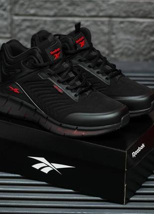 👟reebok distancias zig kinetica high (чёрные с красным)