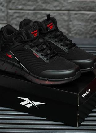 👟reebok zig kinetica high (чёрные с красным)