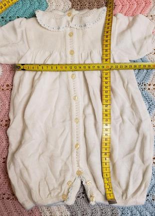 Artesania granlei испания вязаный песочник комбинезон с шортами белый мальчику девочке 0-3м 56-62см4 фото