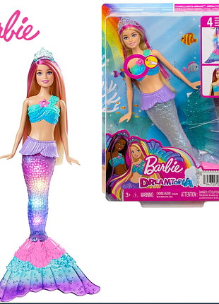 Барбі русалка зі підсвіткою хвоста mermaid barbie doll with water-activated twinkle light-up tail