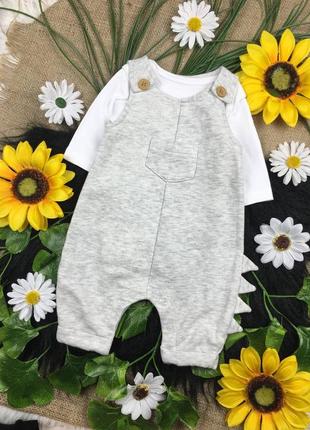 Теплий сірий комбез на 0-1 міс