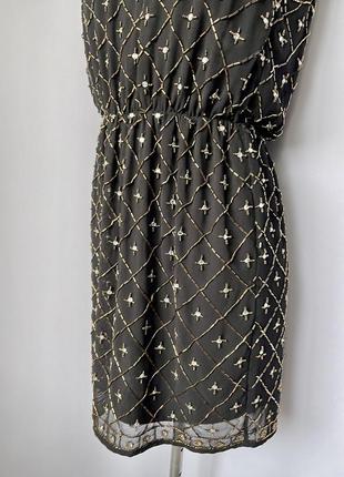 Frock & frill черное платье гетсби 20е бисер золотой расшитое бисерное платье5 фото