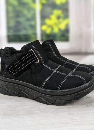 Ботинки зимние подростковые черные плащевка dago style6 фото