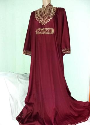 Довге ошатне плаття з вишивкою,кімоно в підлогу,оверсайз(50-62разм),туреччина.2 фото