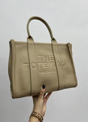 Сумочка в стилі💛 marc jacobs medium tote bag beige leather6 фото