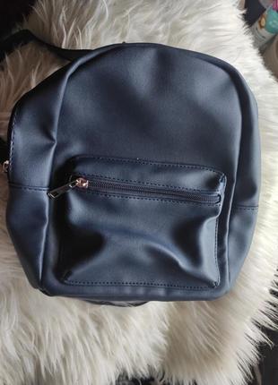 Рюкзак шкіряний міні синій1 фото