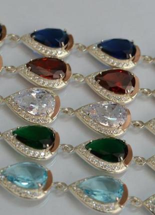 Срібний браслет зі вставками з золота 18 см