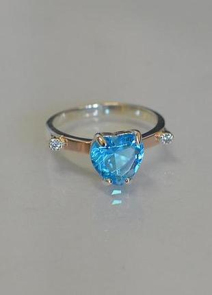 Кільце срібне з золотими пластинами