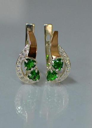 Серебряные серьги с золотыми вставками