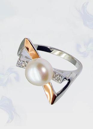 Кольцо из серебра с золотыми вставками