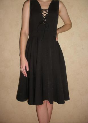 Нове маленьке чорне плаття cherry koko сонце кльош шнурівка1 фото