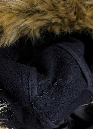 Пальто дафлкот superdry вовняне з комір штучне хутро шерстяне8 фото