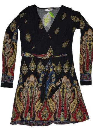 Платье с длинным рукавом и цветочным орнаментом от lemon