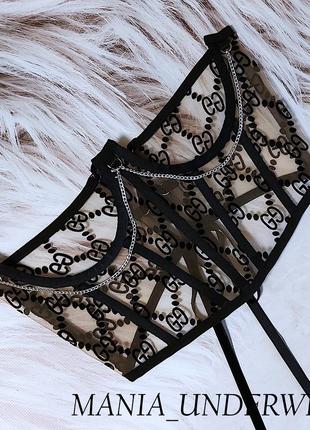 Стильний корсет із принтом гуччі вiд mania_underwear