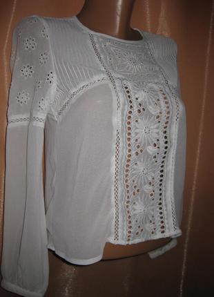 Шикарная нарядная прозрачная блуза рубашка 8uk/36eu/4us petites miss selfridge с вышивкой5 фото