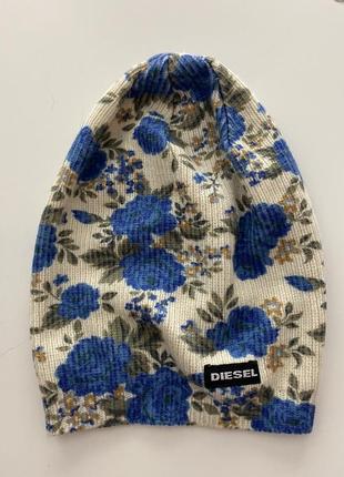 Diesel шапка floral hat в цветах принт лого зимова beanie бини3 фото