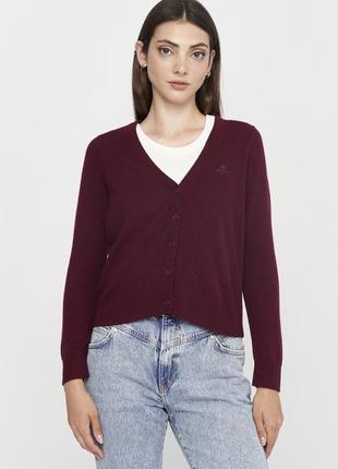 Кардиган gant superfina lambswool dk burgundy