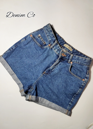 Шорты джинсовые синие мини с подворотом от бренда denim co 36
