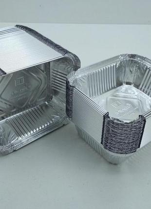 Контейнер із харчової алюмінієвої фольги прямокутний 430 мл sp24l 100 шт. в пакованні (1 пачка)3 фото