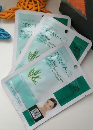 Тканинна маска для обличчя dermal tea tree collagen essence чайне дерево та колаген1 фото