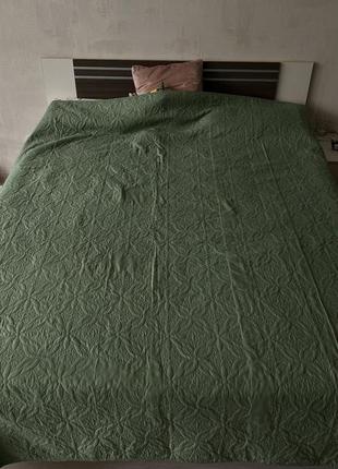 Покривало на ліжко диван двоспальне зелене квіти 2.30*2 м up