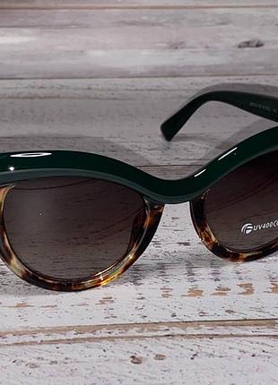 Окуляри жіночі сонцезахисні метелик коричневий градієнт принт леопард