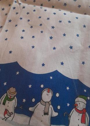 Льняное новогоднее полотенце садфетка скатерть со снеговиками, германия7 фото