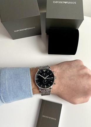 Emporio armani ar0389 chronograph watch чоловічий брендовий наручний годинник хронограф армані оригінал на подарунок чоловіку подарунок хлопцю3 фото