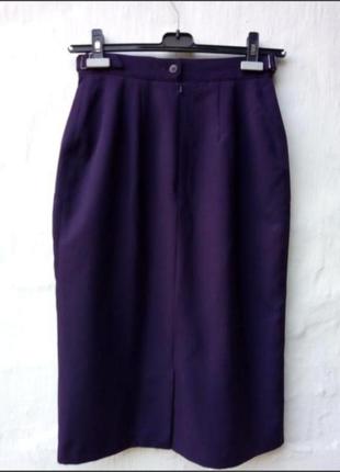 Стильная базовая фиолетовая шерстяная миди юбка карандаш 🍇5 фото