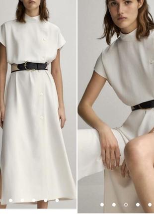 Довге біле плаття з розрізами з нової колекції massimo dutti розмір l2 фото