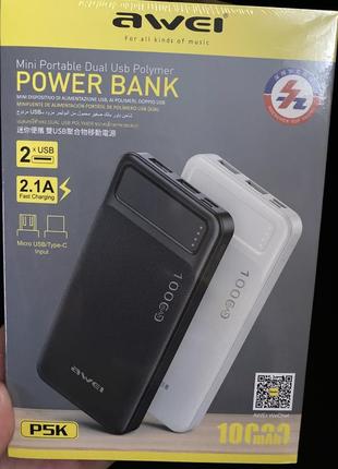 Power bank павер банк  awei - 10000 ма/ч - портативное зарядное устройство для телефонов6 фото