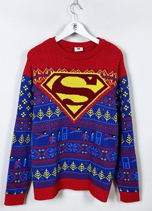 Новогодний в‘язаный свитер superman супермен dc comics marvel