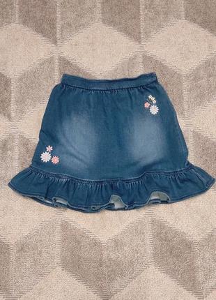 Джинсовая юбка / юбочка в садик / узкая синяя юбка на 4-5 лет