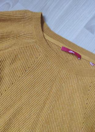Гірчичний пуловер з люрексом2 фото