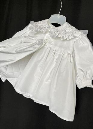 Винтаж крестильная рубашка платье крестильное теплое на стеганой подкладке с вышивкой4 фото