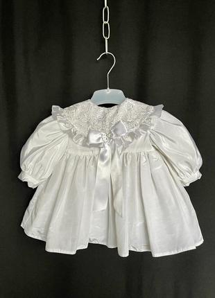 Винтаж крестильная рубашка платье крестильное теплое на стеганой подкладке с вышивкой1 фото