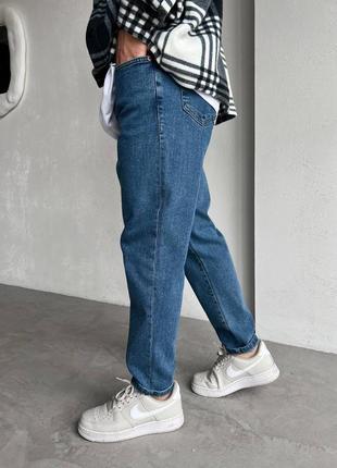 Стильні чоловічі джинси мом в темно-блакитному кольорі топ якості 100% котон6 фото