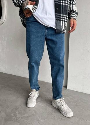 Стильні чоловічі джинси мом в темно-блакитному кольорі топ якості 100% котон2 фото