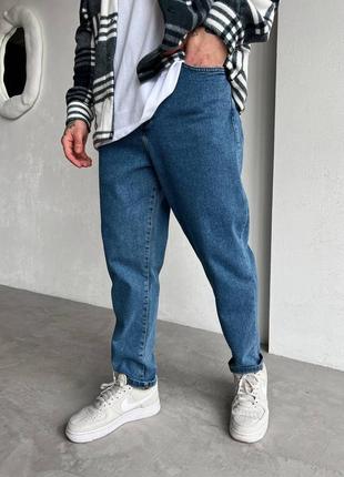 Стильні чоловічі джинси мом в темно-блакитному кольорі топ якості 100% котон3 фото